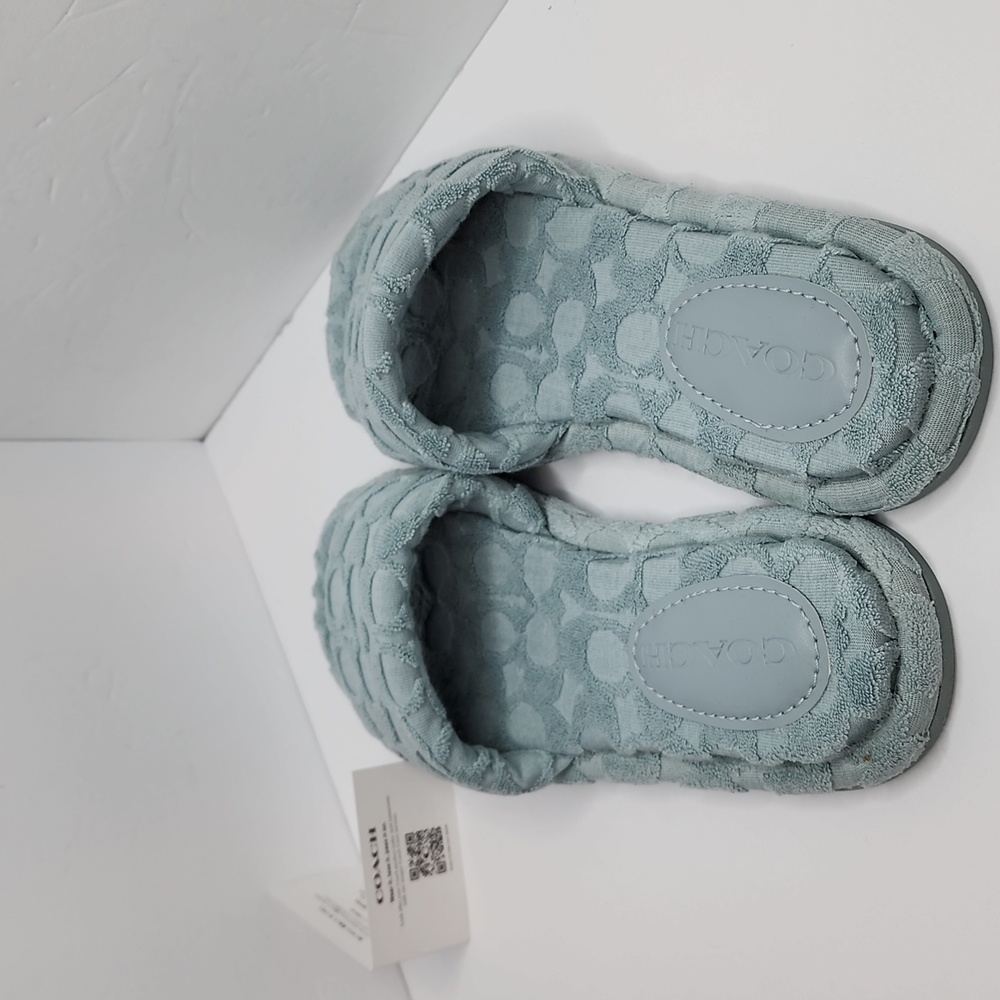 ⭐️COACH💯 NWT "BRIDGETT TERRY" SLIDERS/SHOES, THE SIZE IS 8.5 LADIES, AQUA COLOR - Picture 4 of 16